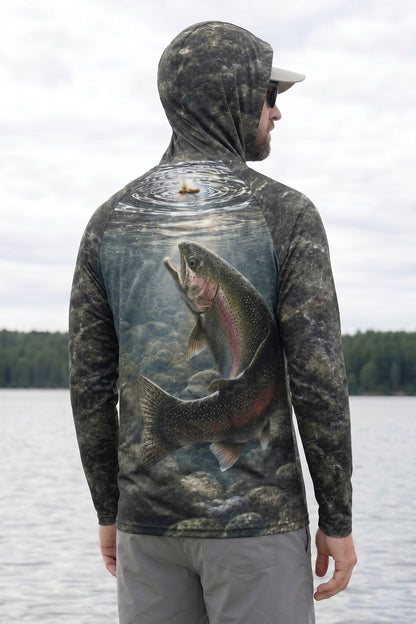 AirLite Fishing Sun Hoodie - River Trout Strike - MHL009 lifestyle artwork side