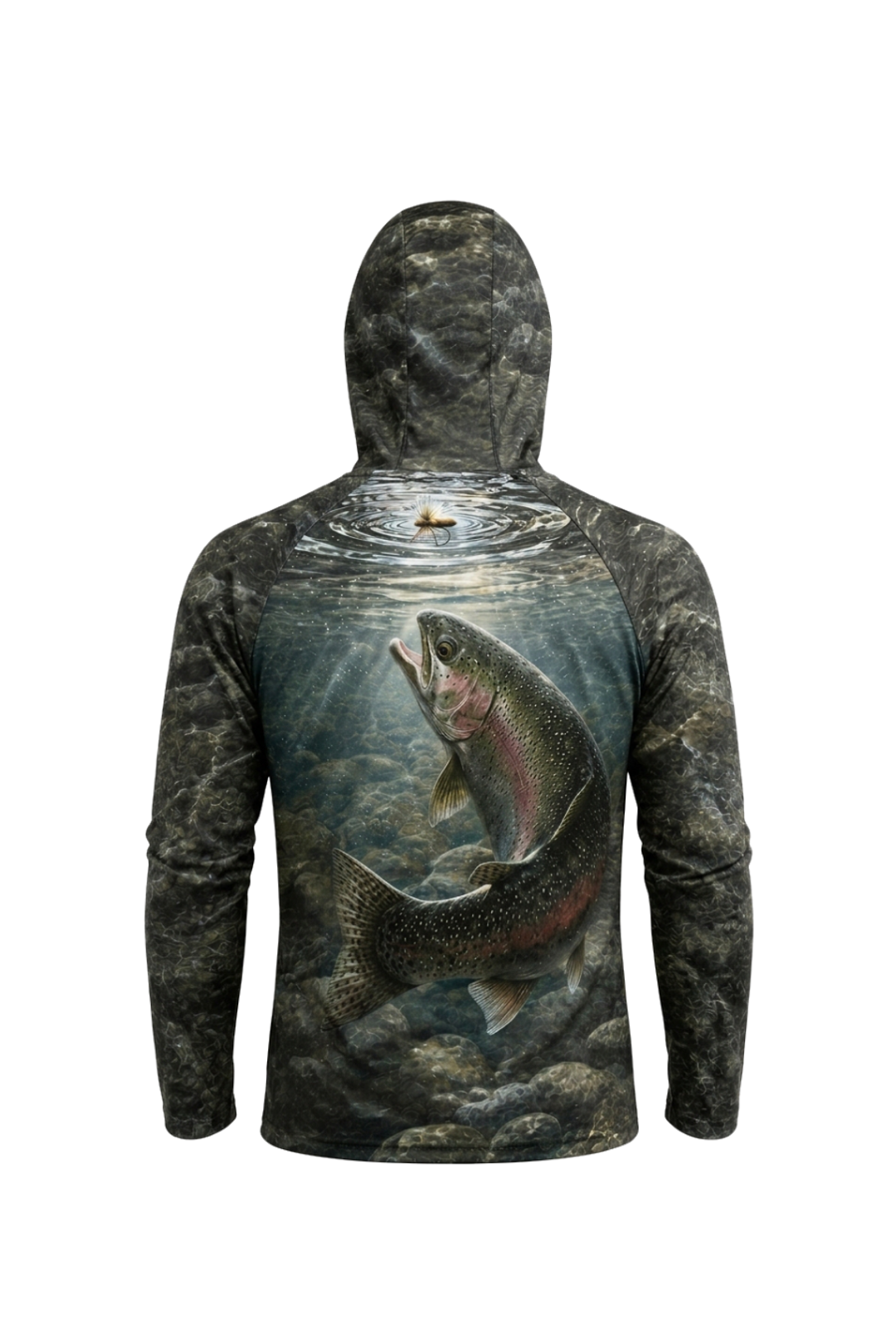 AirLite Fishing Sun Hoodie - River Trout Strike - MHL009 mockup artwork side