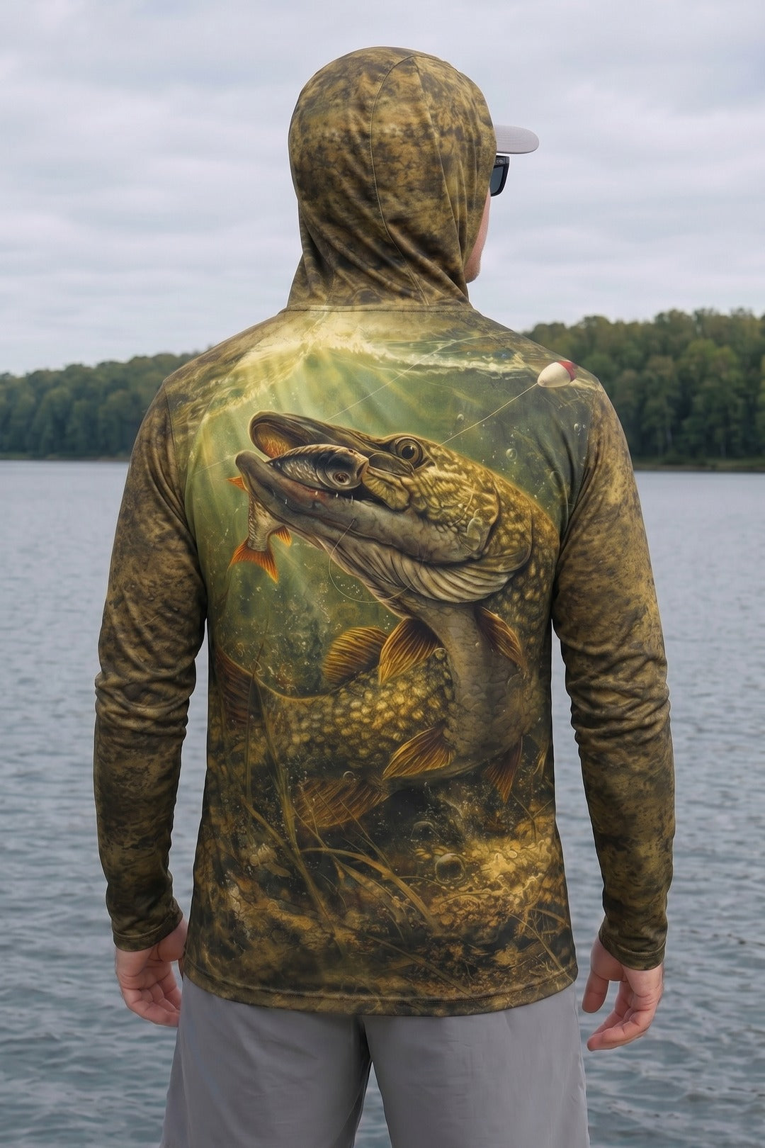 AirLite Fishing Sun Hoodie - Roughwater Pike Feed - MHL005 lifestyle artwork side