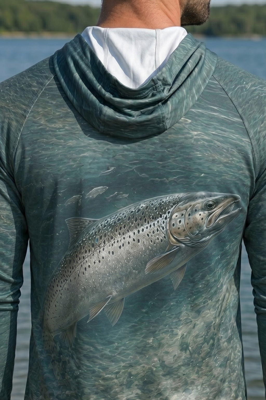 AirLite Fishing Sun Hoodie - Salmon Stonecurrent - MHL022 lifestyle artwork zoom