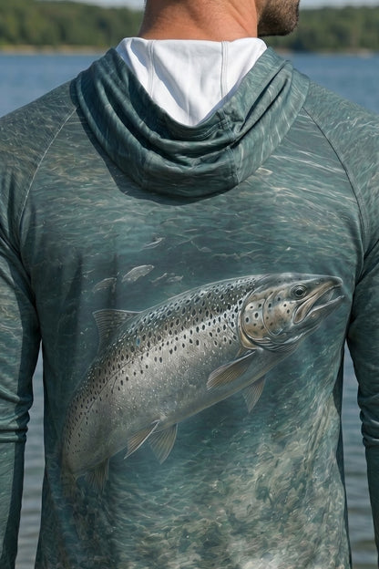 AirLite Fishing Sun Hoodie - Salmon Stonecurrent - MHL022 lifestyle artwork zoom