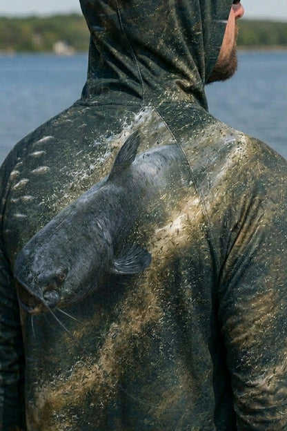 AirLite Fishing Sun Hoodie - Shad Ball Breaker Blue Catfish - MHL020 lifestyle artwork zoom