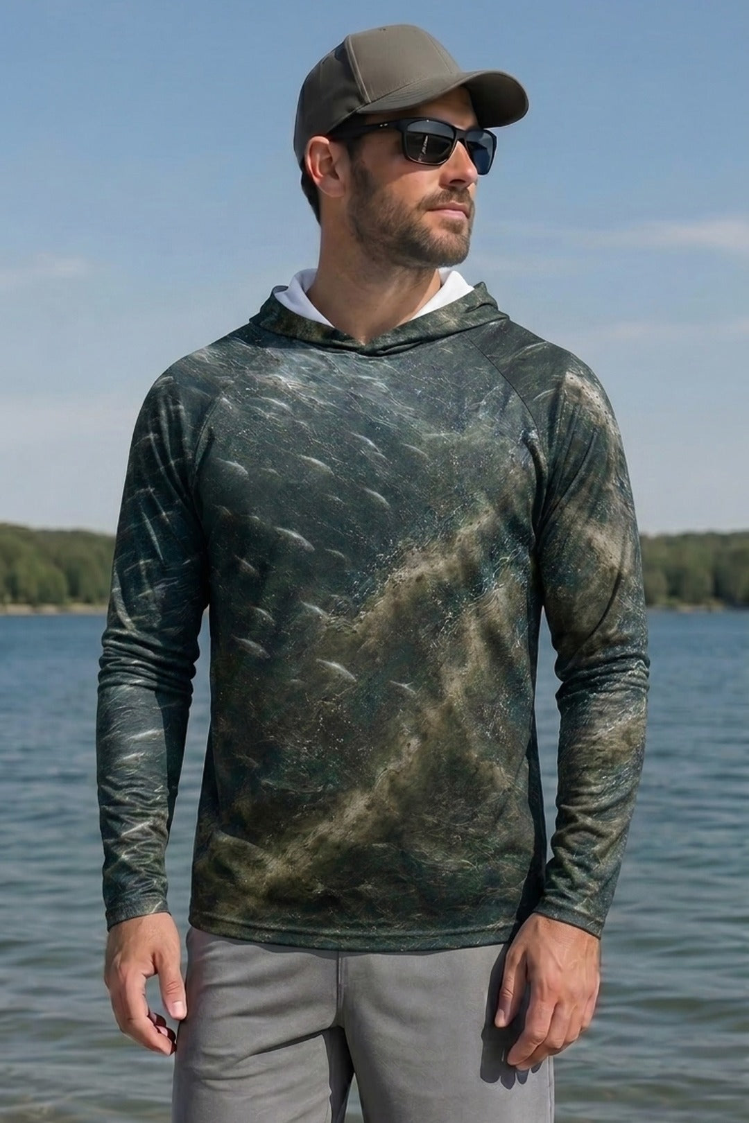 AirLite Fishing Sun Hoodie - Shad Ball Breaker Blue Catfish - MHL020 lifestyle opposite side