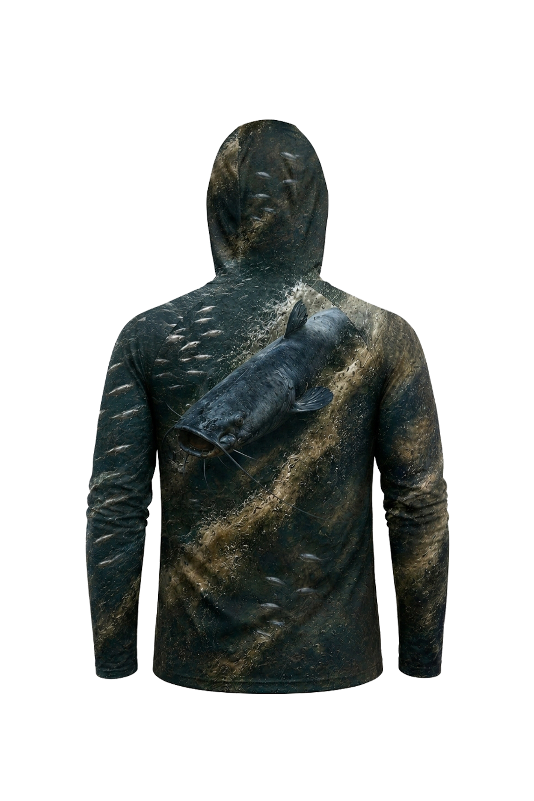 AirLite Fishing Sun Hoodie - Shad Ball Breaker Blue Catfish - MHL020 mockup artwork side