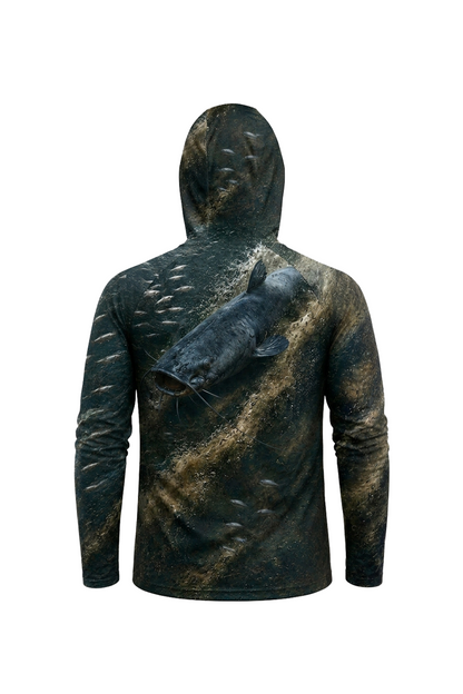 AirLite Fishing Sun Hoodie - Shad Ball Breaker Blue Catfish - MHL020 mockup artwork side