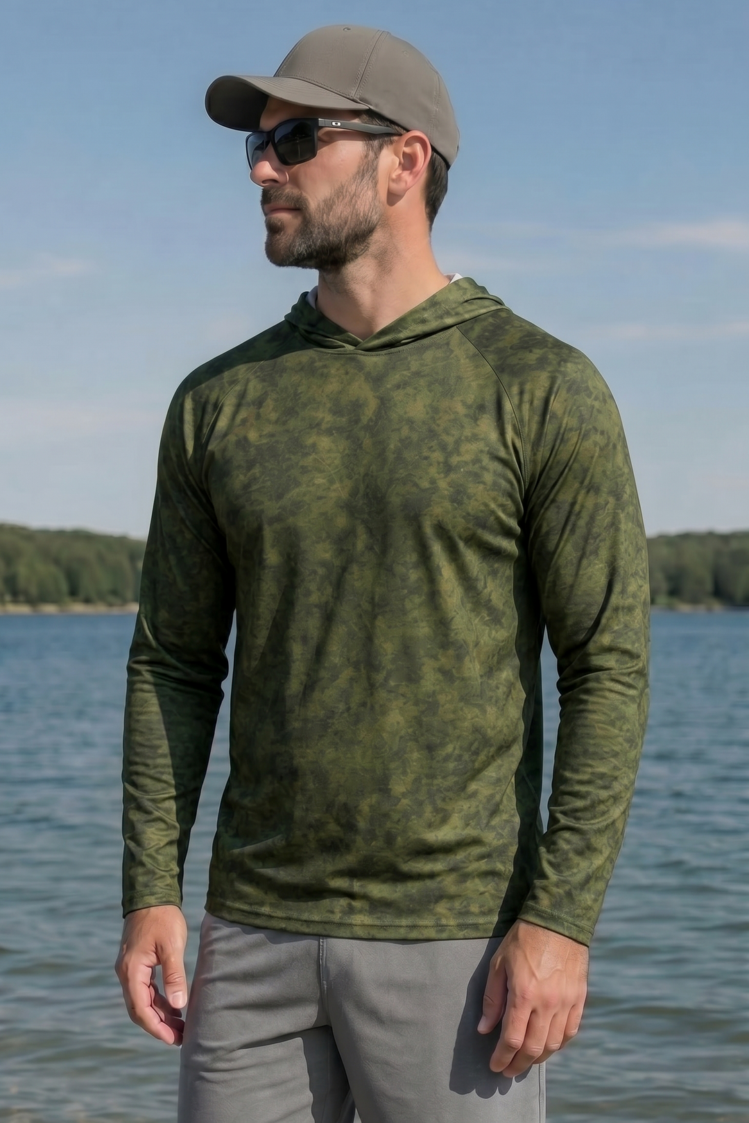 AirLite Fishing Sun Hoodie - Shallow Ambush Muskie - MHL014 lifestyle opposite side