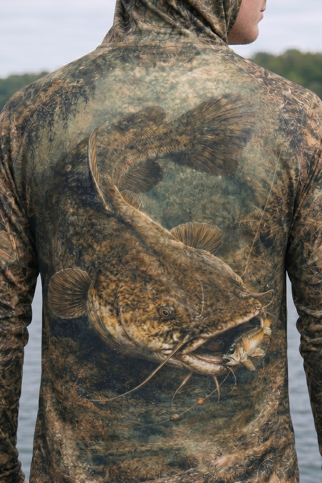 AirLite Fishing Sun Hoodie - Stillwater Catfish - MHL001 lifestyle artwork zoom