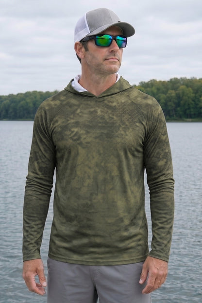 AirLite Fishing Sun Hoodie - Timber Bass Sunray - MHL002 lifestyle opposite side