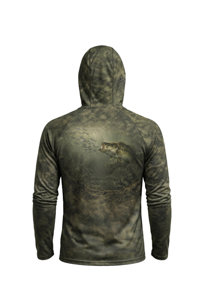 AirLite Fishing Sun Hoodie - Timber Bass Sunray - MHL002 mockup artwork side
