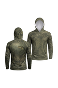 AirLite Fishing Sun Hoodie - Timber Bass Sunray - MHL002 two shirts front artwork