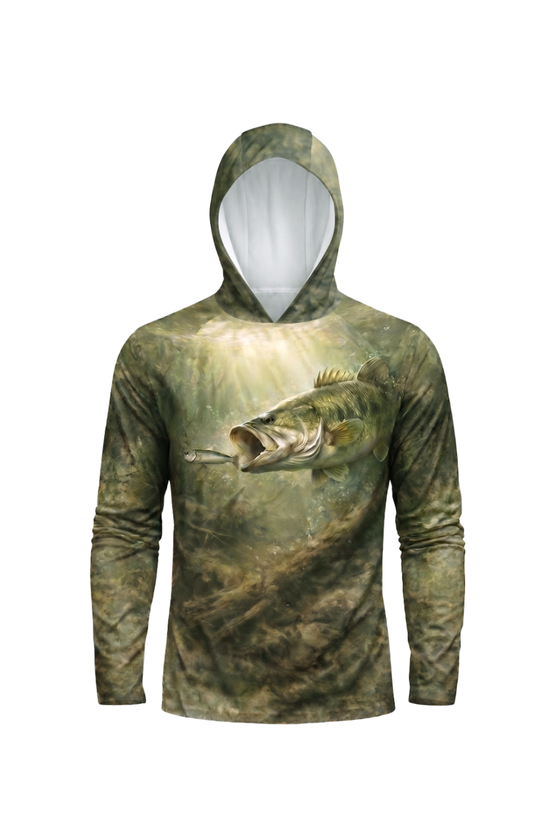 AirLite Fishing Sun Hoodie - Timber Bass Sunray - MHL003 mockup artwork side