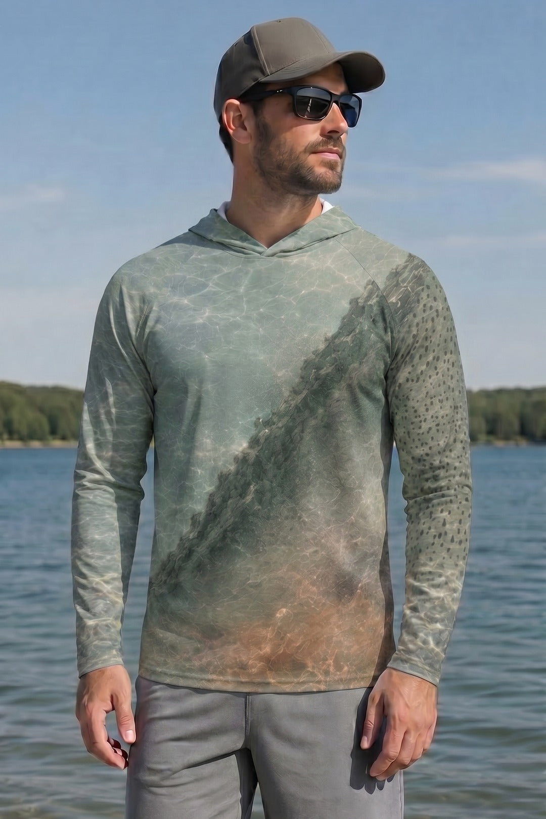 AirLite Fishing Sun Hoodie - Wild Lahontan Trout - MHL010 lifestyle opposite side