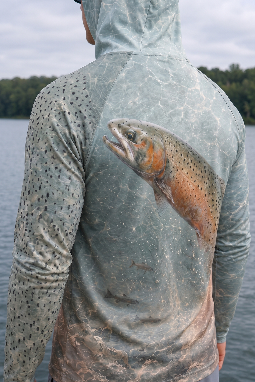 AirLite Fishing Sun Hoodie - Wild Lahontan Trout - MHL010 lifestyle opposite side