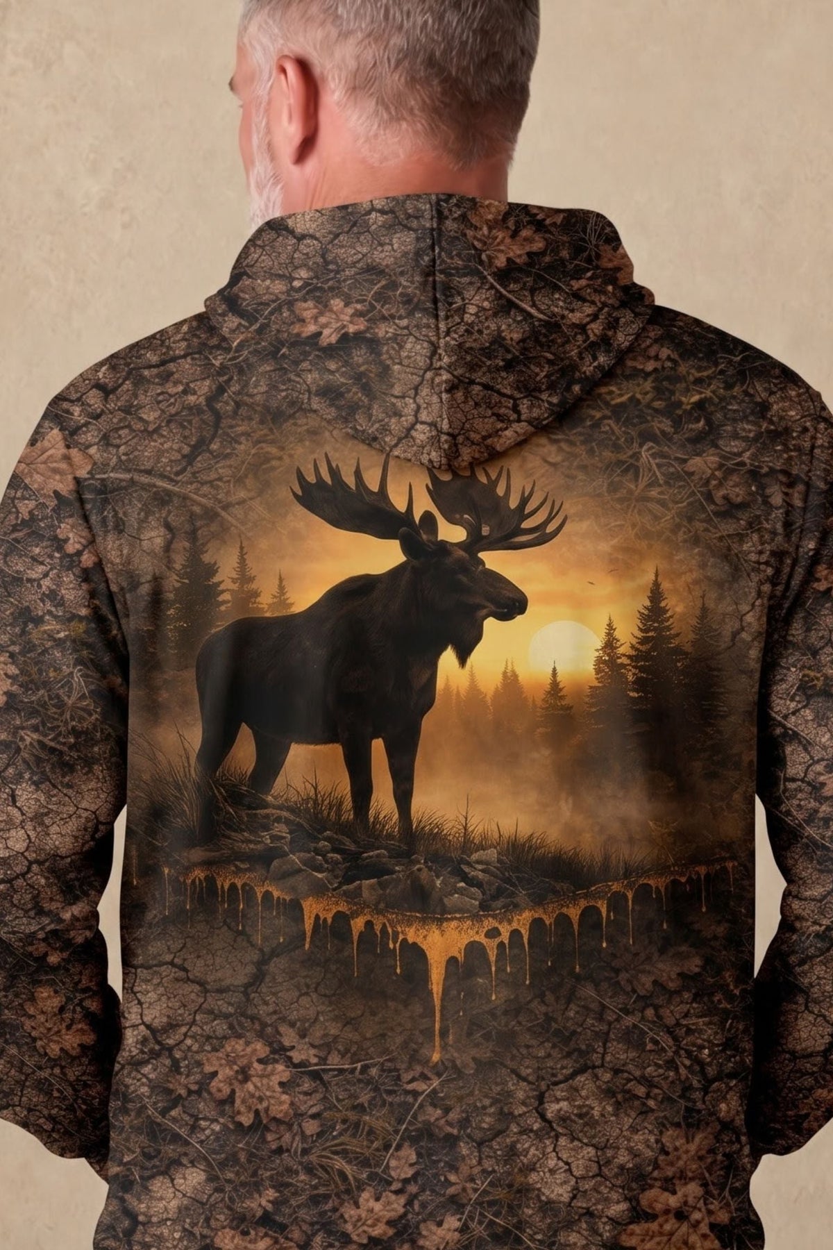 Performance Fleece-Lined Hoodie - Majestic Moose Sunset Forest image 4