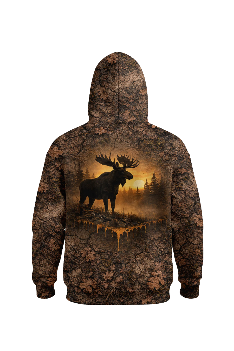 Performance Fleece-Lined Hoodie - Majestic Moose Sunset Forest image 5