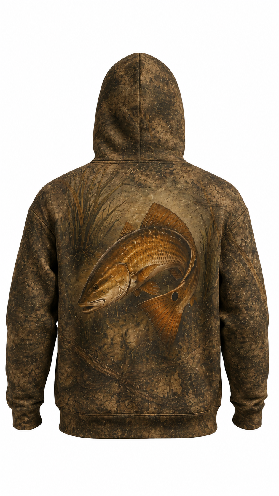 Performance Fishing Fleece-Lined Hoodie - Redfish Copper Tide Edge - AUH03 image 1