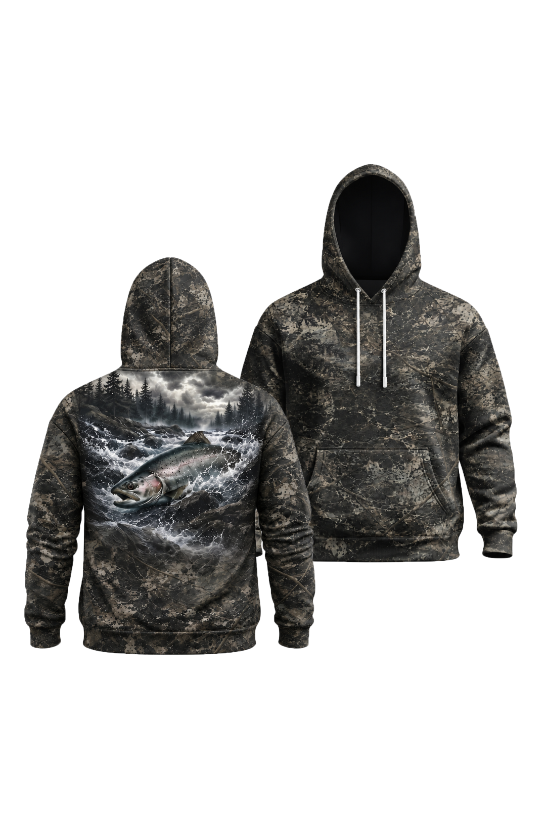 Performance Fleece-Lined Hoodie - River Steelhead Rush image 1