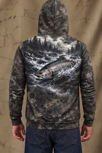 Performance Fleece-Lined Hoodie - River Steelhead Rush image 2