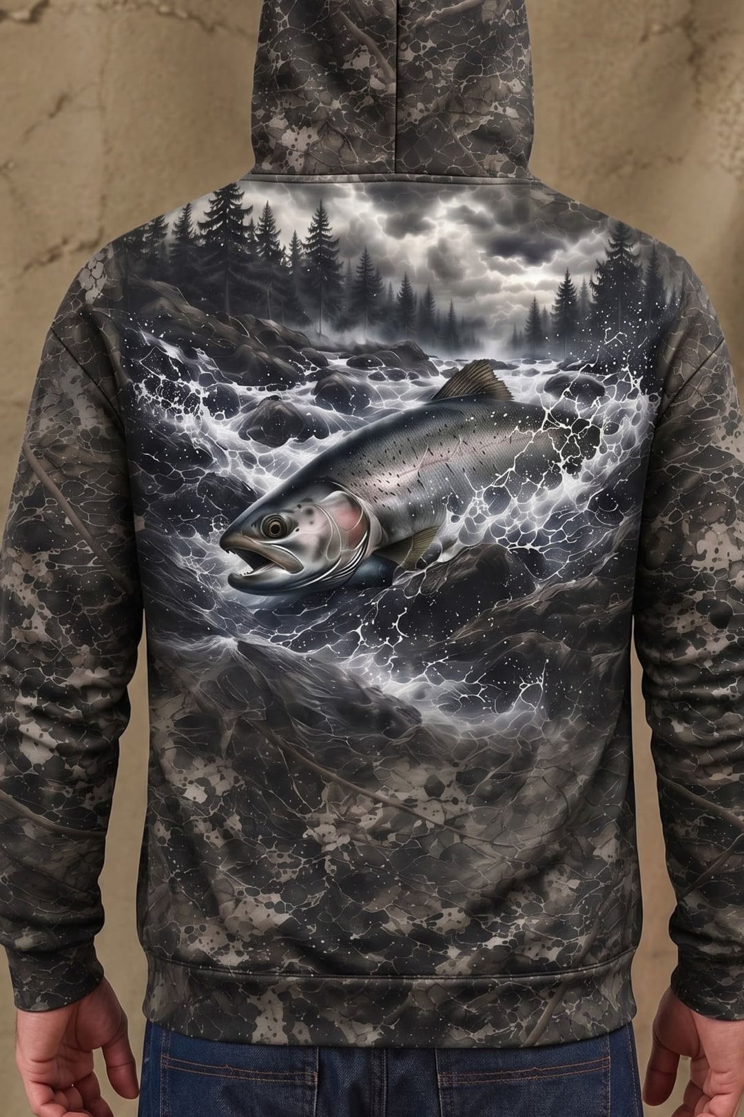 Performance Fleece-Lined Hoodie - River Steelhead Rush image 4
