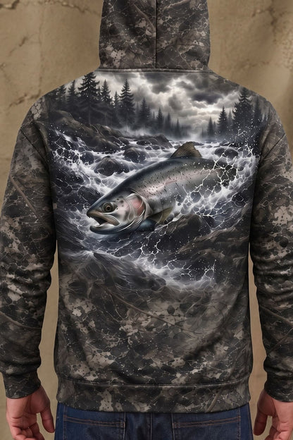 Performance Fleece-Lined Hoodie - River Steelhead Rush image 4