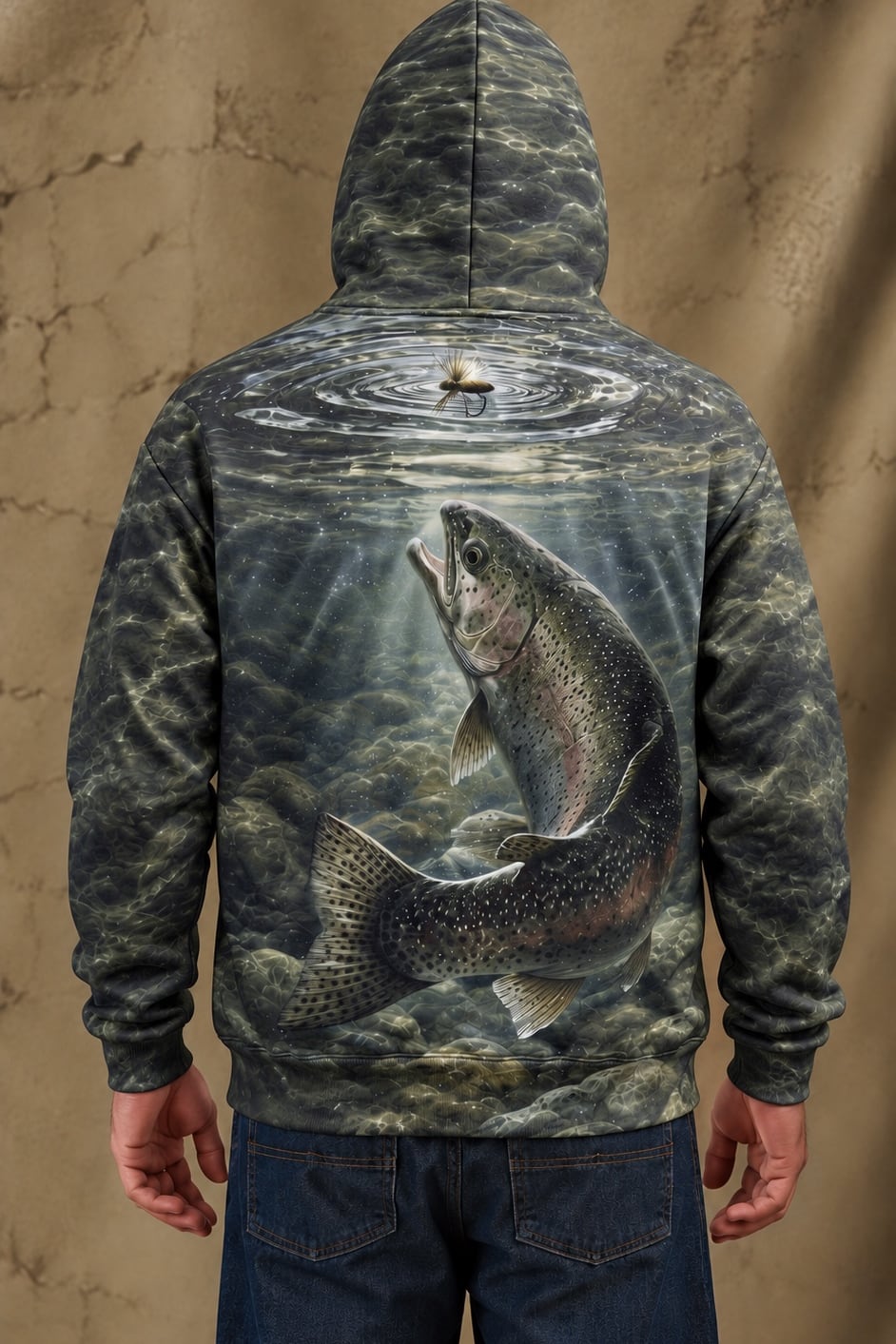 Performance Fleece-Lined Hoodie - River Trout Strike image 2