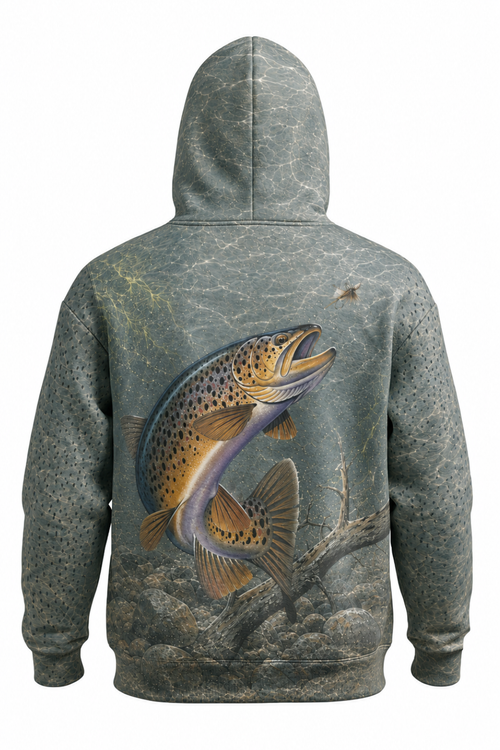 Performance Fishing Fleece-Lined Hoodie - Ozark Current Crown Brown - AUH06 image 1