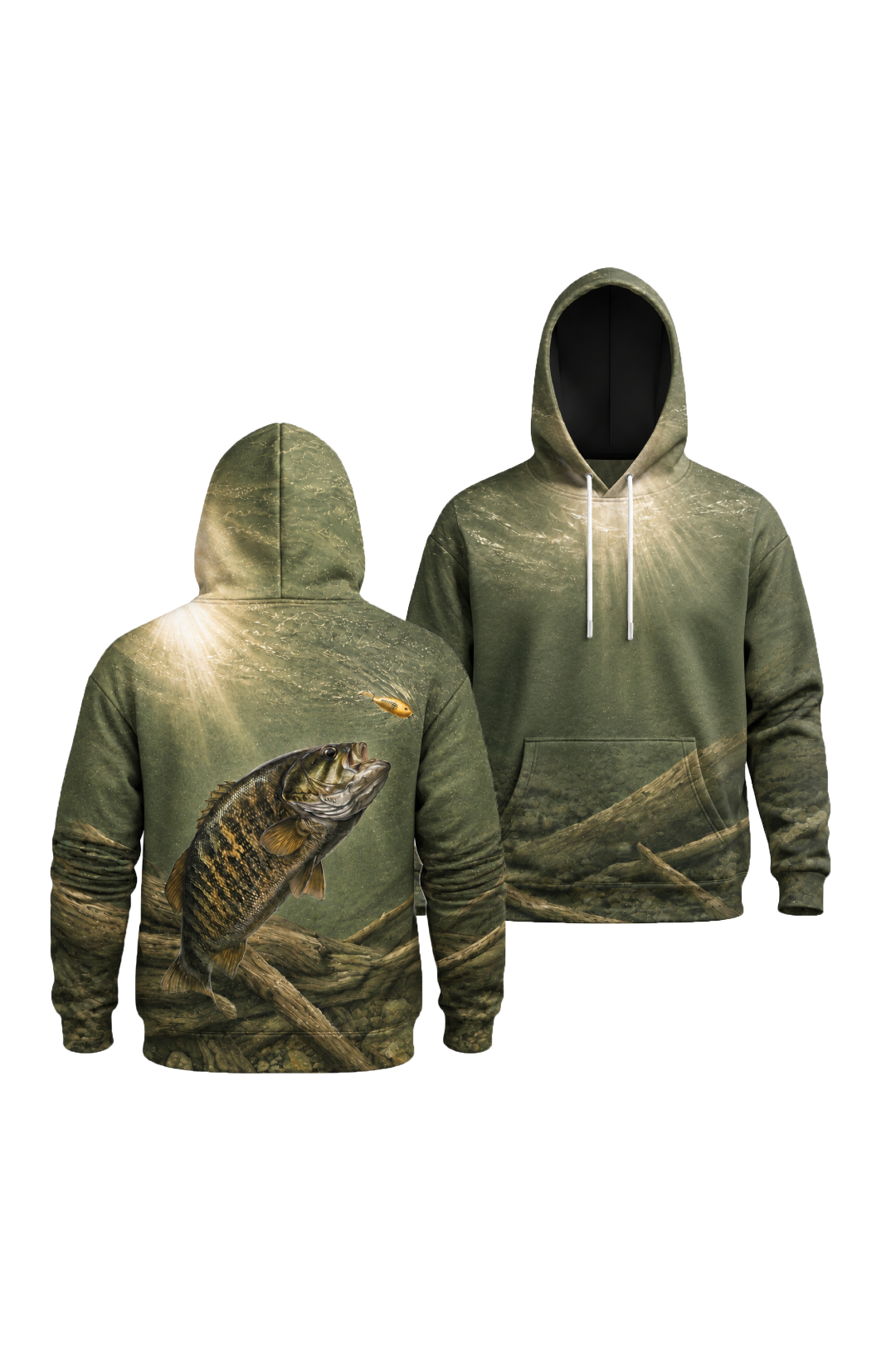 Performance Fleece-Lined Hoodie - Olive Timber Bass image 1