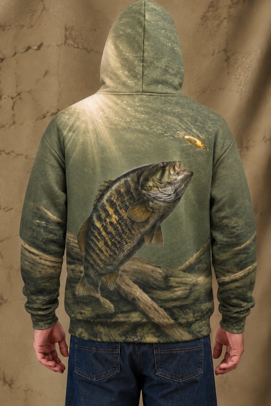 Performance Fleece-Lined Hoodie - Olive Timber Bass image 2
