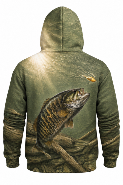 Performance Fleece-Lined Hoodie - Olive Timber Bass image 5