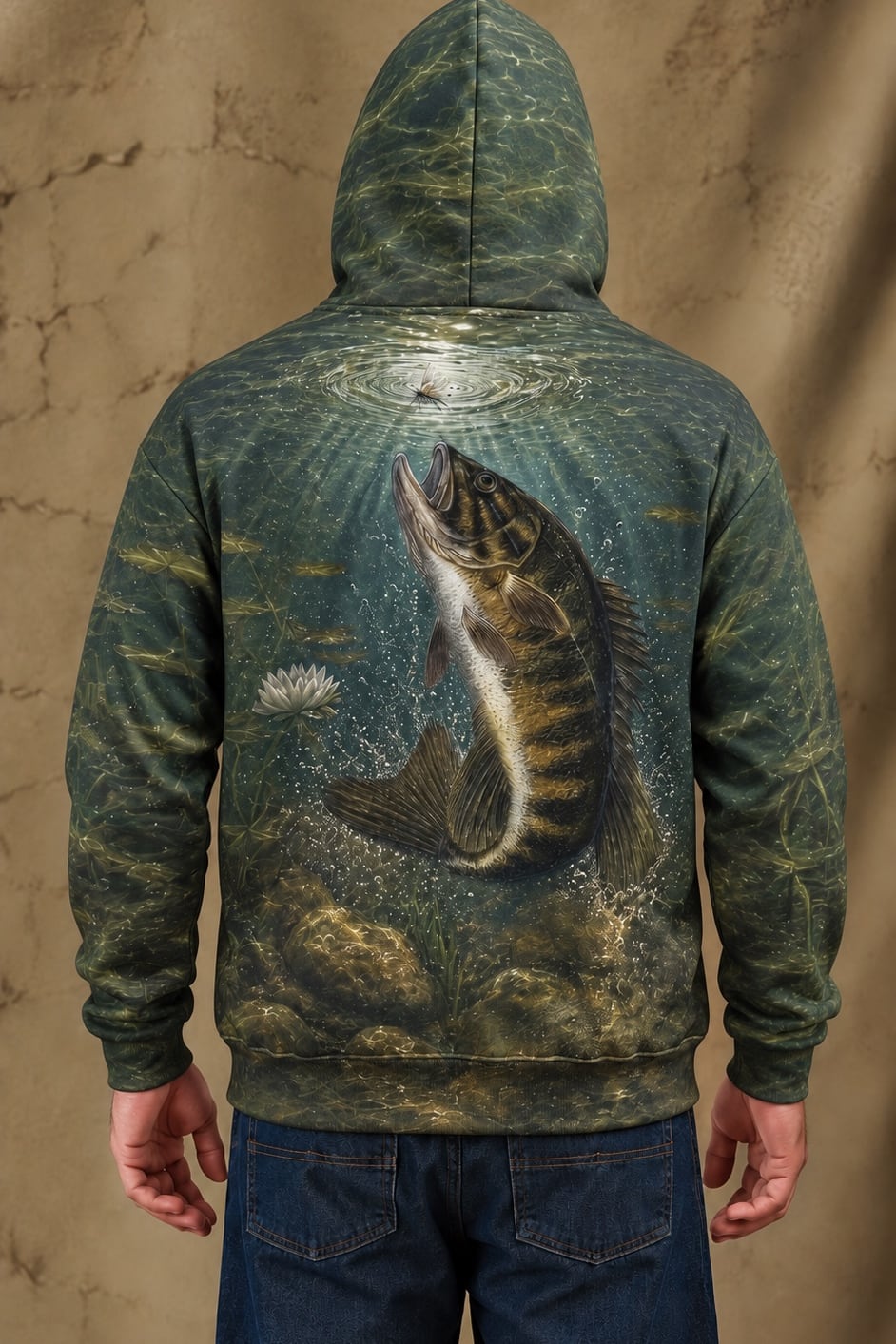 Performance Fleece-Lined Hoodie - Smallmouth Bass Surface Ambush image 2