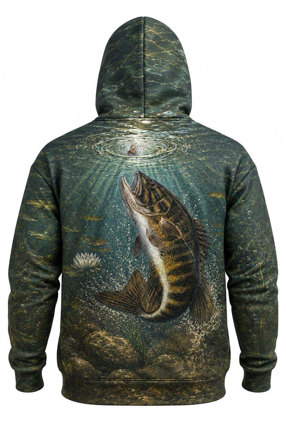 Performance Fleece-Lined Hoodie - Smallmouth Bass Surface Ambush image 5