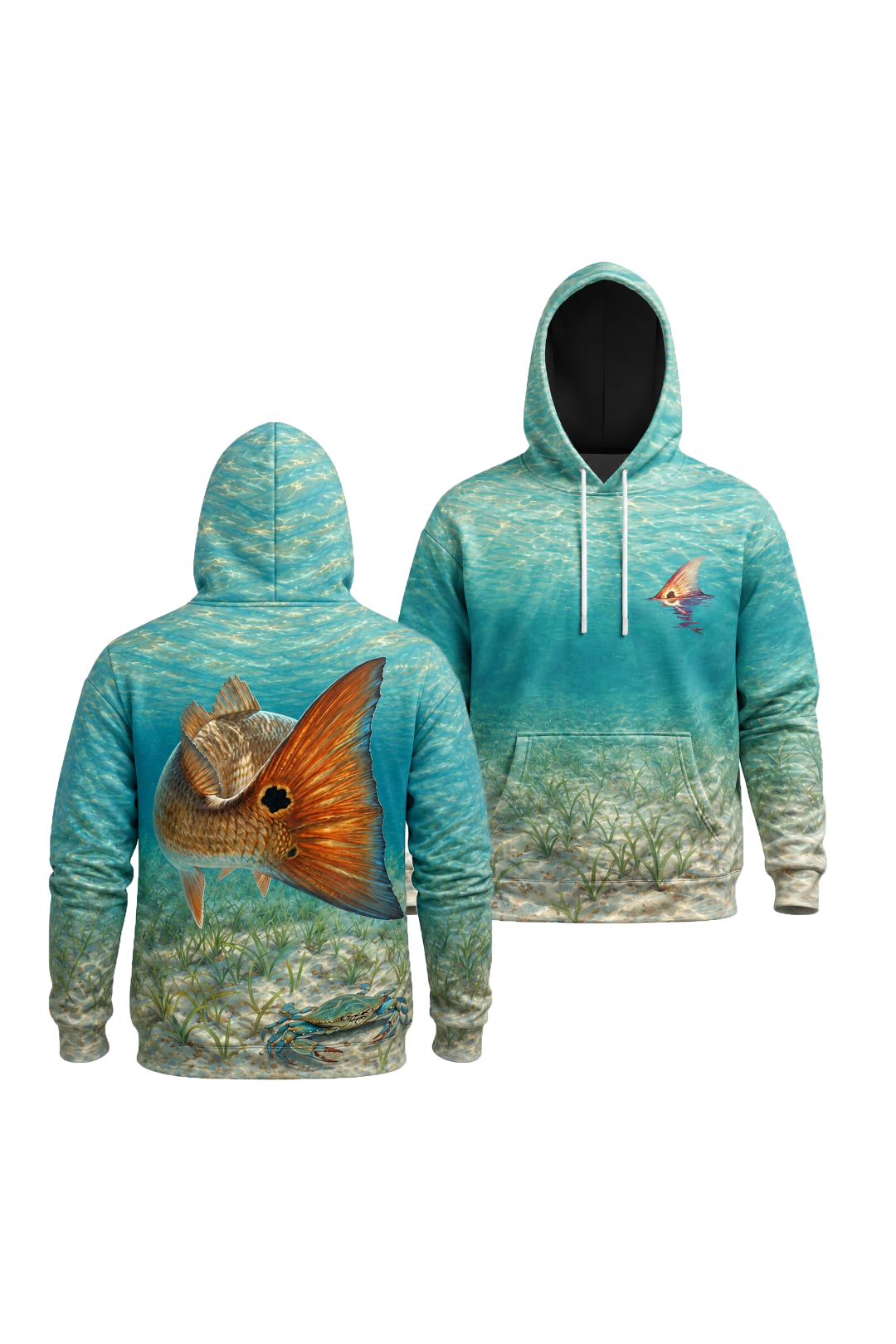 Performance Fleece-Lined Hoodie - Redfish Tailing Tide image 1