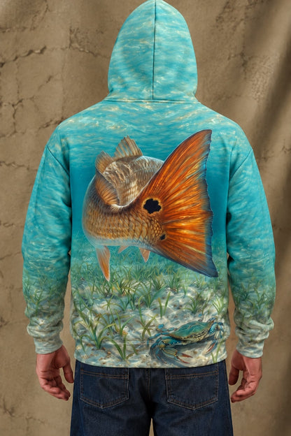 Performance Fleece-Lined Hoodie - Redfish Tailing Tide image 2