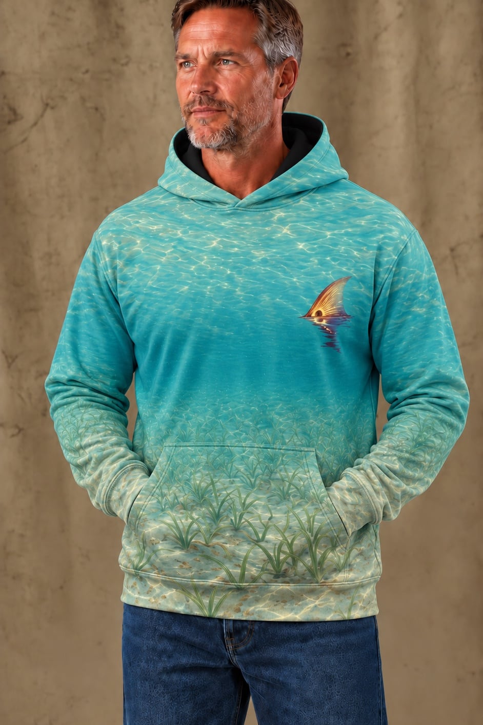 Performance Fleece-Lined Hoodie - Redfish Tailing Tide image 3