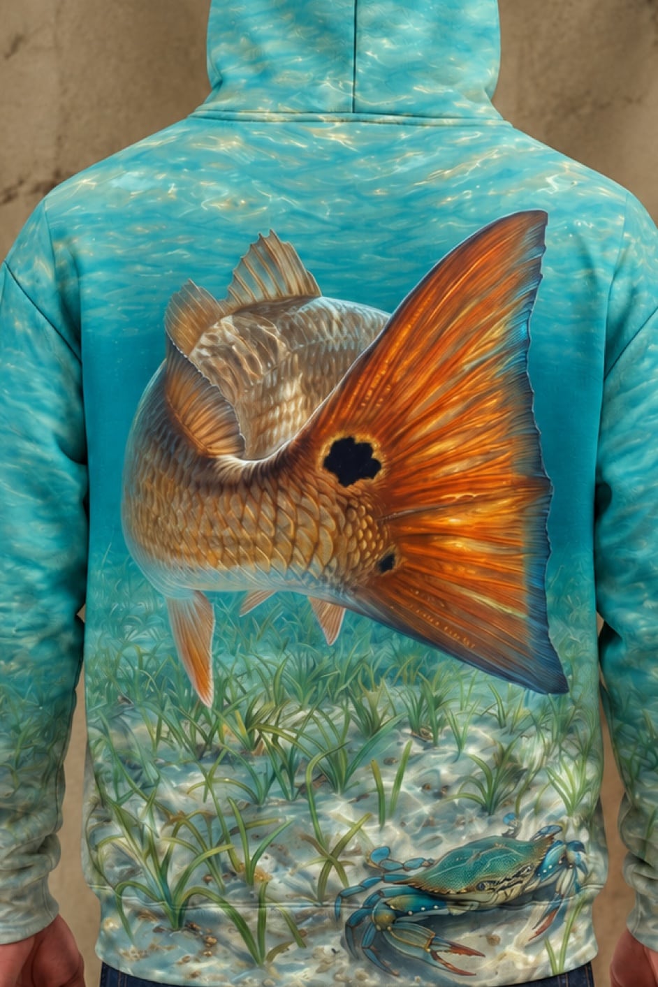 Performance Fleece-Lined Hoodie - Redfish Tailing Tide image 4