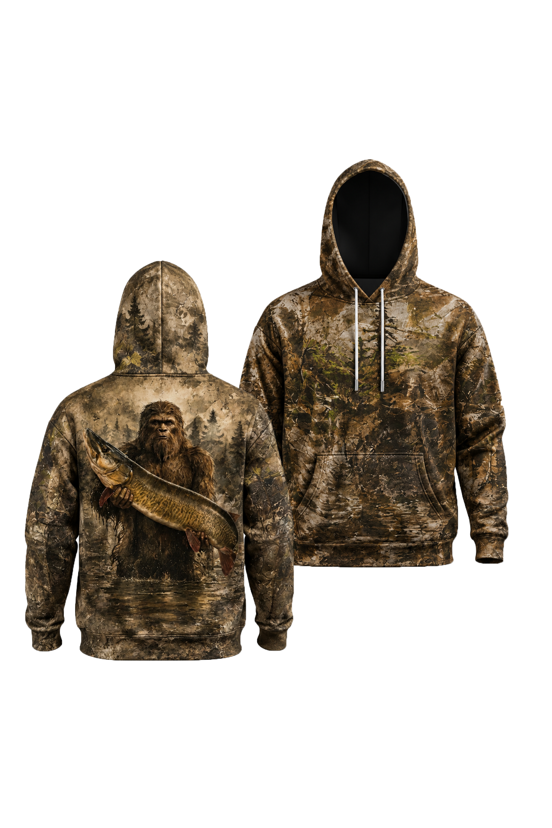 Performance Fleece-Lined Hoodie - Woodland Bigfoot Muskie image 1
