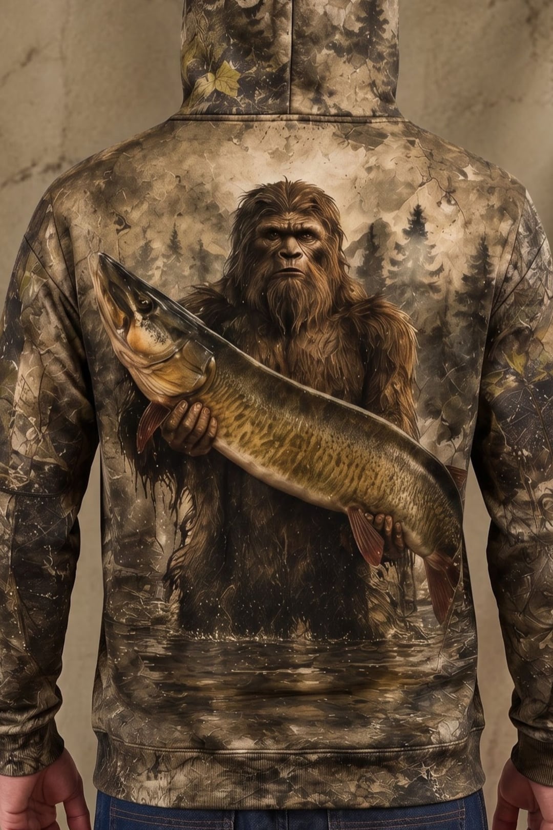 Performance Fleece-Lined Hoodie - Woodland Bigfoot Muskie image 4