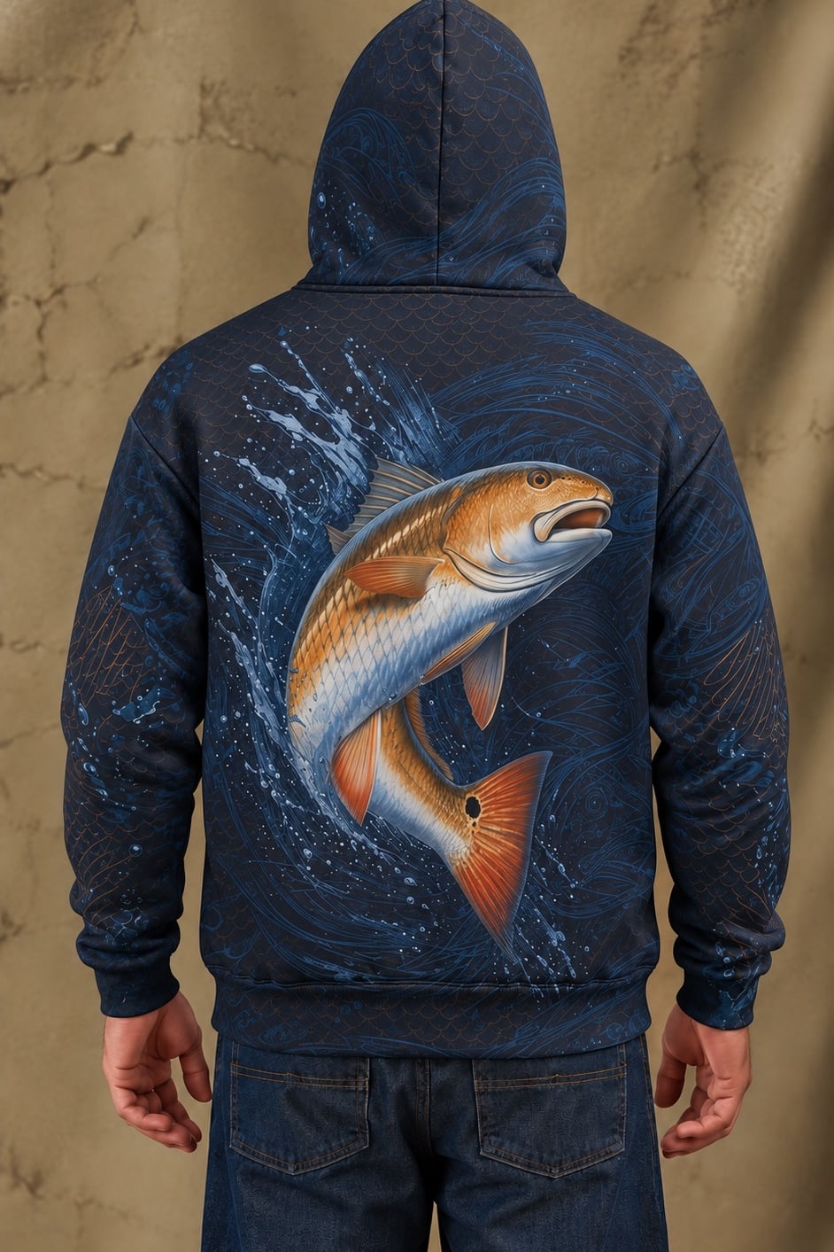 Performance Fleece-Lined Hoodie - Midnight Redfish image 2