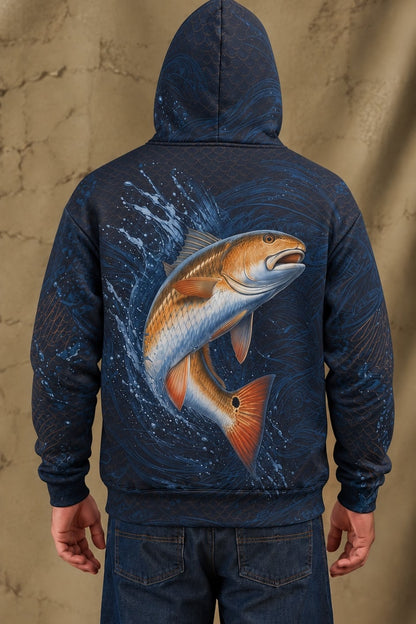 Performance Fleece-Lined Hoodie - Midnight Redfish image 2