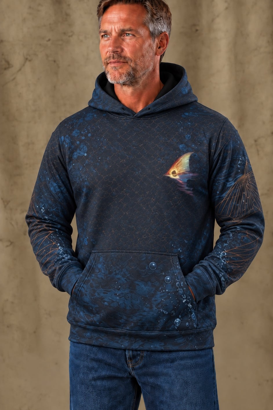 Performance Fleece-Lined Hoodie - Midnight Redfish image 3