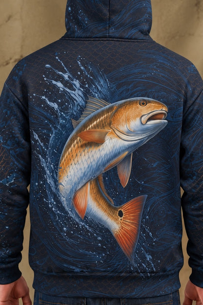 Performance Fleece-Lined Hoodie - Midnight Redfish image 4