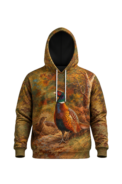 Performance Fleece-Lined Hoodie - Cock and hen pheasant in a woodland clearing image 5