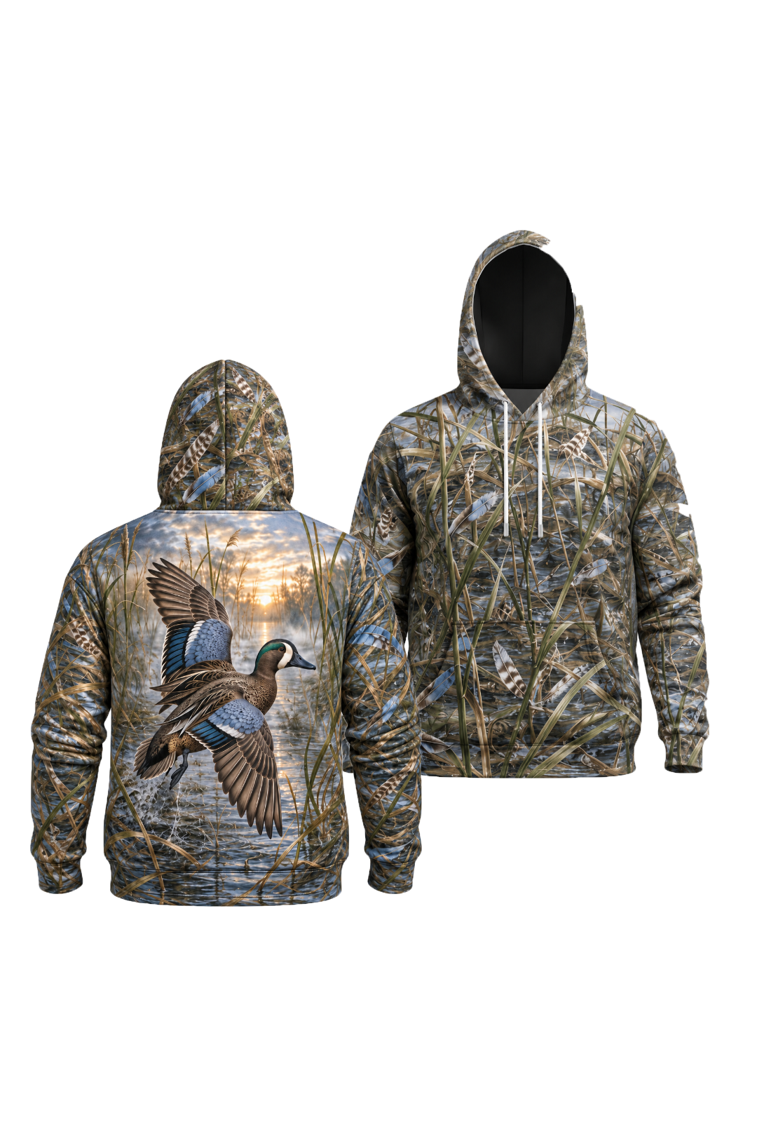 Performance Fleece-Lined Hoodie _–_ Blue Winged Teal Early Marsh Flash image 1