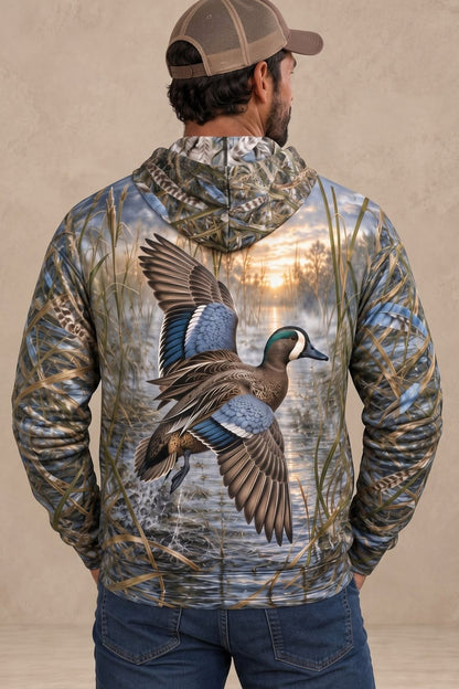 Performance Fleece-Lined Hoodie _–_ Blue Winged Teal Early Marsh Flash image 2