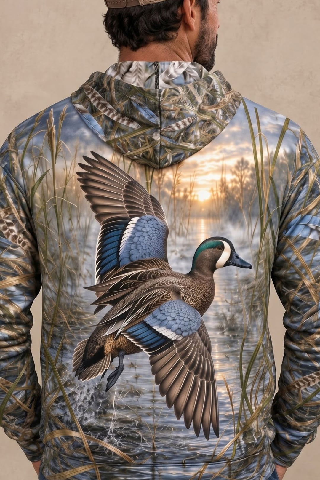 Performance Fleece-Lined Hoodie _–_ Blue Winged Teal Early Marsh Flash image 4