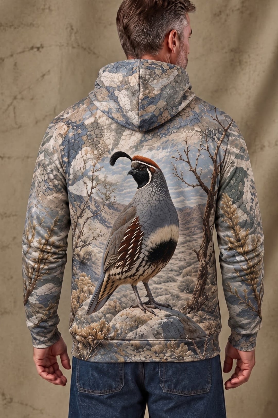 Performance Fleece-Lined Hoodie - Gambels Quail Desert Wash Sentinel image 2