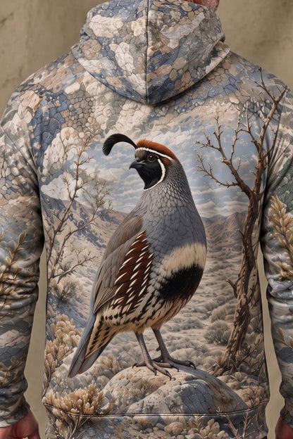 Performance Fleece-Lined Hoodie - Gambels Quail Desert Wash Sentinel image 4
