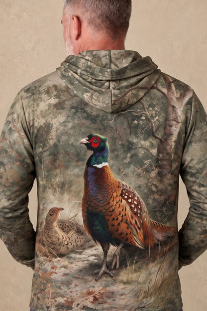 Performance Fleece-Lined Hoodie - Cock and hen pheasant Smoky Sage image 4