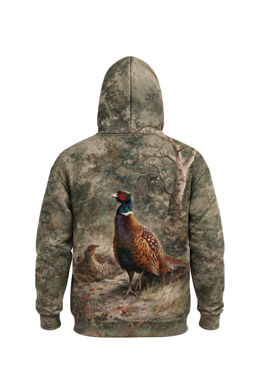 Performance Fleece-Lined Hoodie - Cock and hen pheasant Smoky Sage image 5