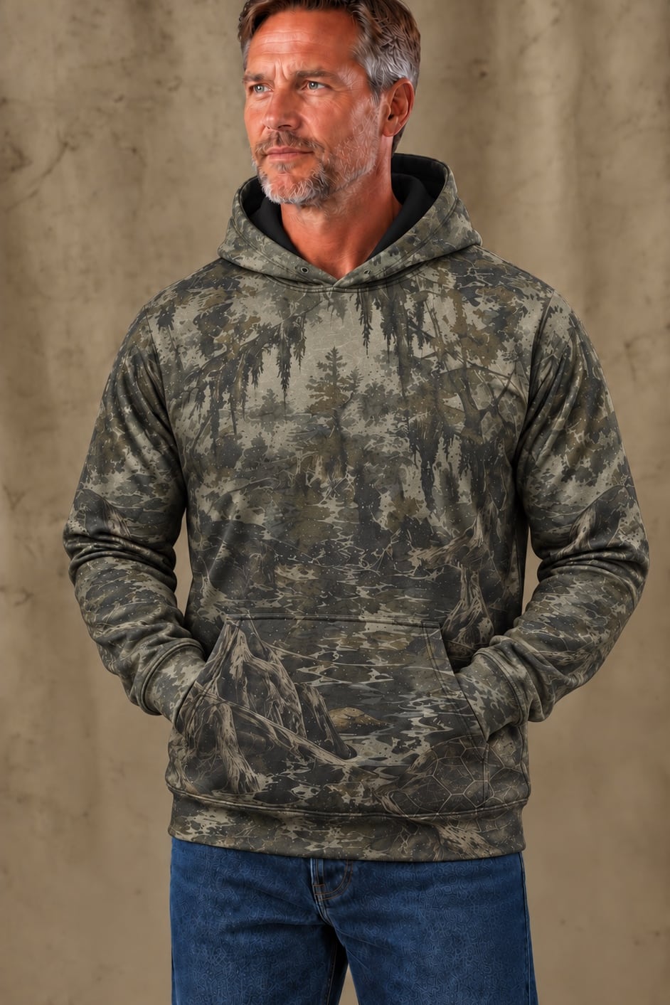 Performance Fleece-Lined Hoodie - Alligator snapping turtle, Cypress Swamp Sentinel image 3
